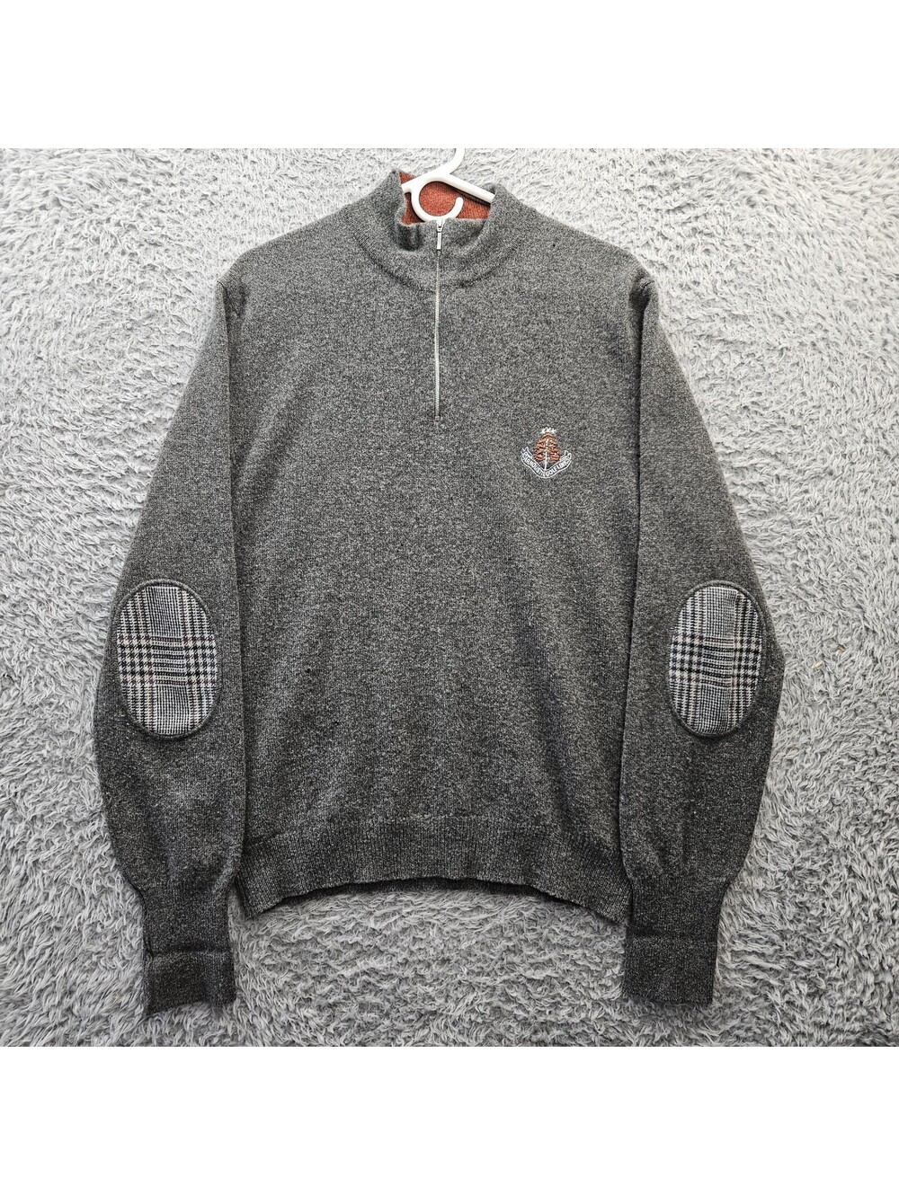Johnstons of Elgin Vintage Sweater 1/4 Zip Large Carnoustie Golf Links *Holes
